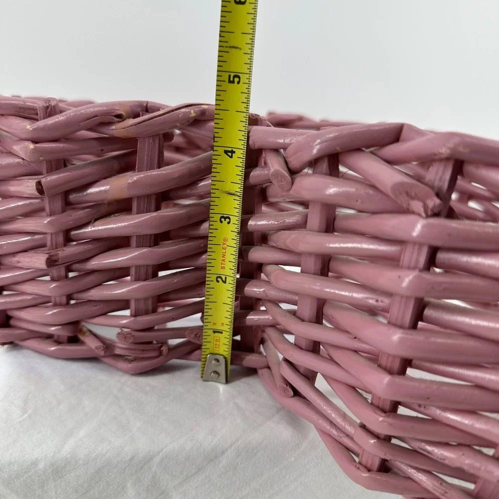 Wicker Heart Basket Mauve Purple Excellent Woven Storage Decor Cottagecore Boho